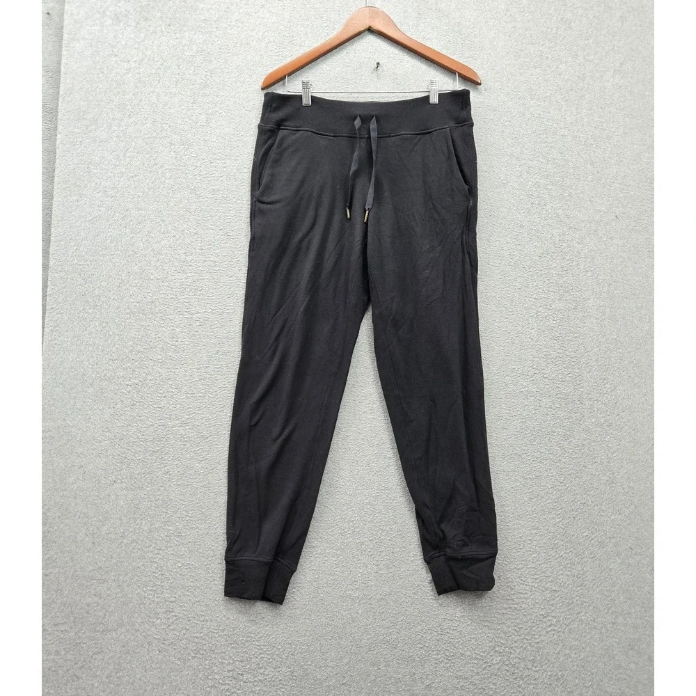 Lululemon Women Activewear Pants 10 Black Joggers High Rise Pockets 28